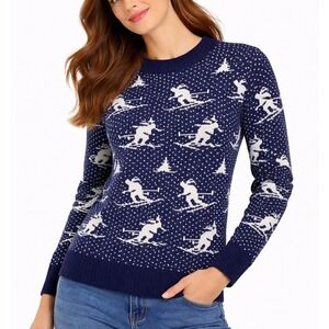 NWT J. CREW 100% Wool Skiers Sweater Women Size Medium Crewneck Winter Holiday